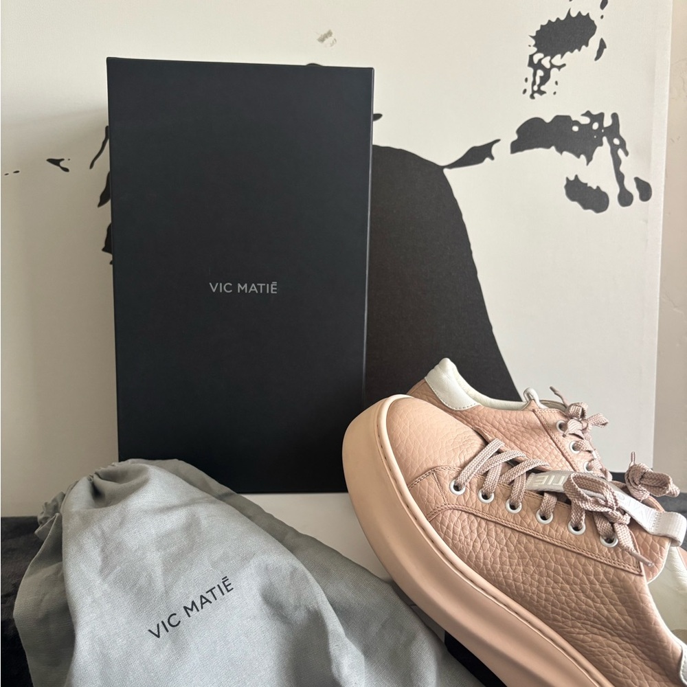 Vic Matié Blush Pink Leather Platform Sneakers